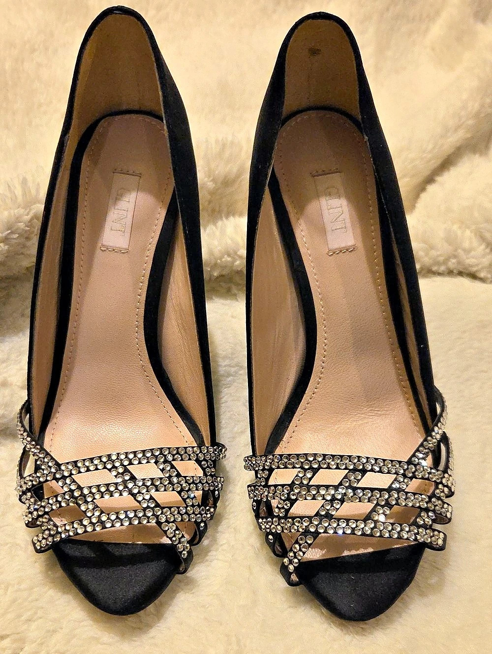 GLINT Embellished Pointed-Toe Heels in Black